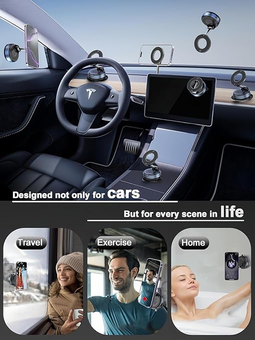 Car Dashboard Phone Holder 360° Vacuum Magnetic Phone Stand