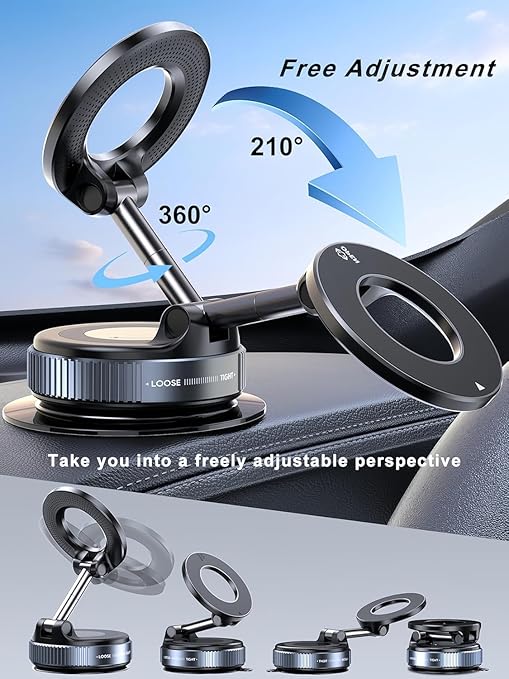 Car Dashboard Phone Holder 360° Vacuum Magnetic Phone Stand