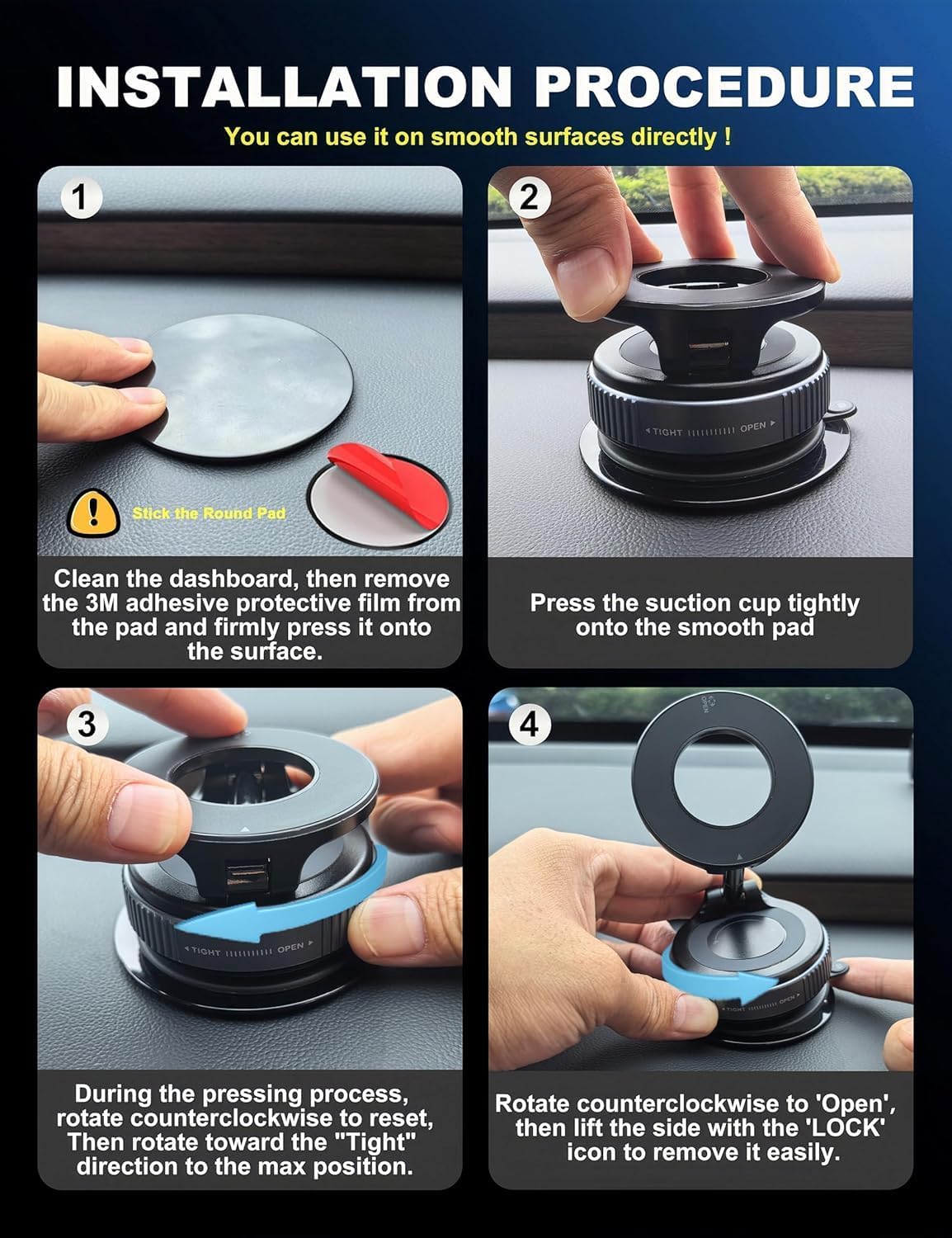 Car Dashboard Phone Holder 360° Vacuum Magnetic Phone Stand