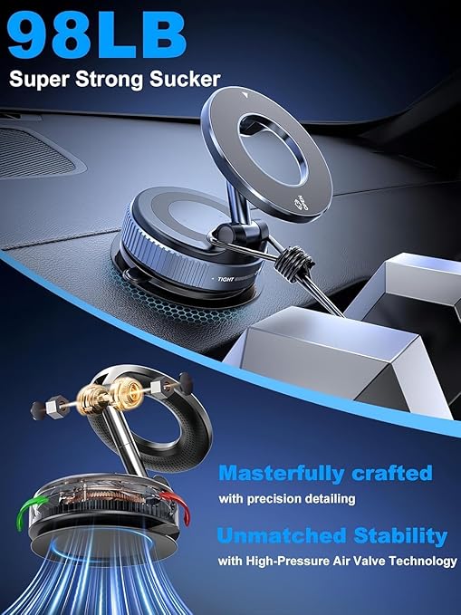 Car Dashboard Phone Holder 360° Vacuum Magnetic Phone Stand