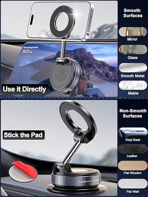 Car Dashboard Phone Holder 360° Vacuum Magnetic Phone Stand