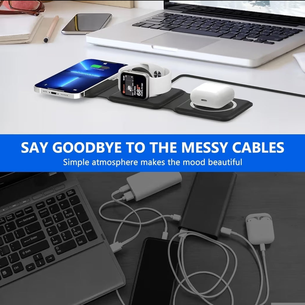 3-in-1 Foldable Wireless Charger, 23W Fast Charging Station