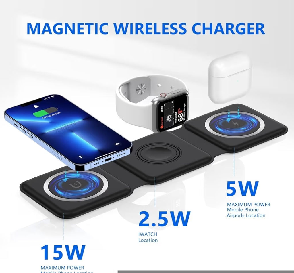 3-in-1 Foldable Wireless Charger, 23W Fast Charging Station