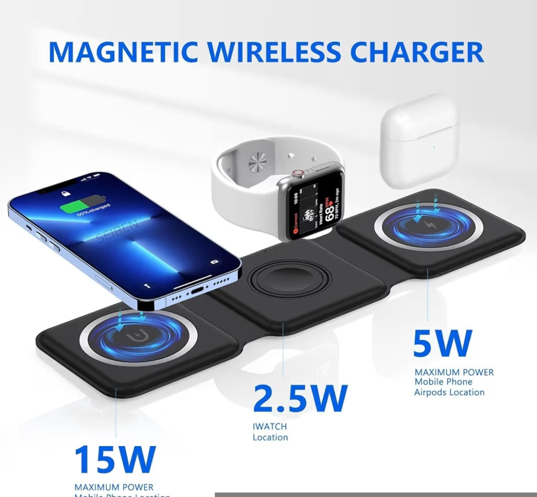 3-in-1 Foldable Wireless Charger, 23W Fast Charging Station